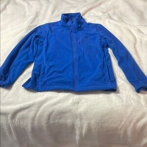 Blue Fleece Zip-Up Jacket with Stand-Up Collar